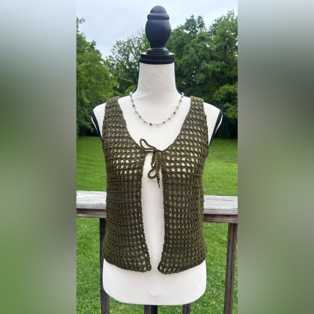 NEW!!! Olive Green Crochet Vest